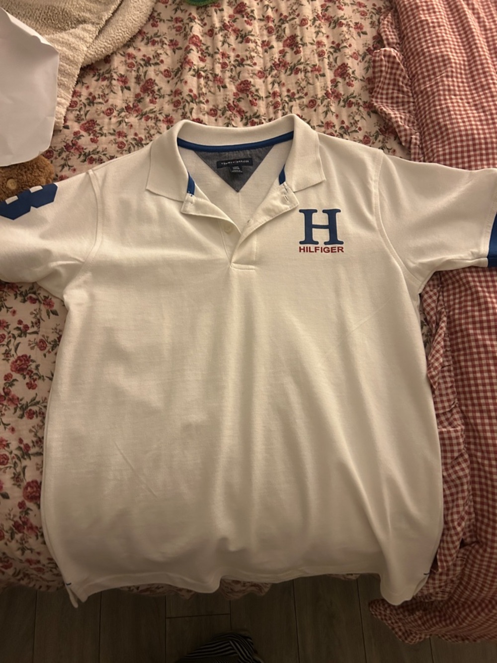 Tommy Hilfiger White Polo with Blue H Chest Logo